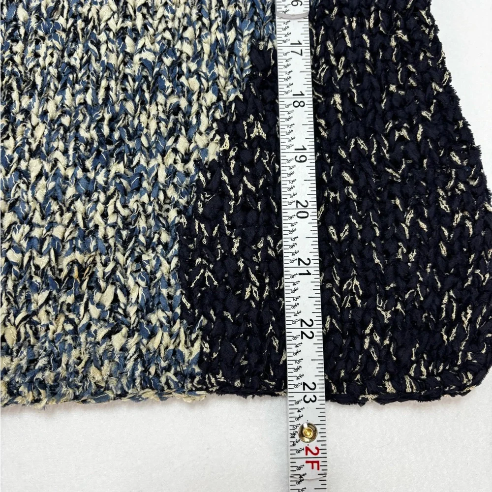 Sigrid Olsen Petite S Hand-Knit Textured Sweater Blue Cream Abstract‎ Cozy - Picture 5 of 8